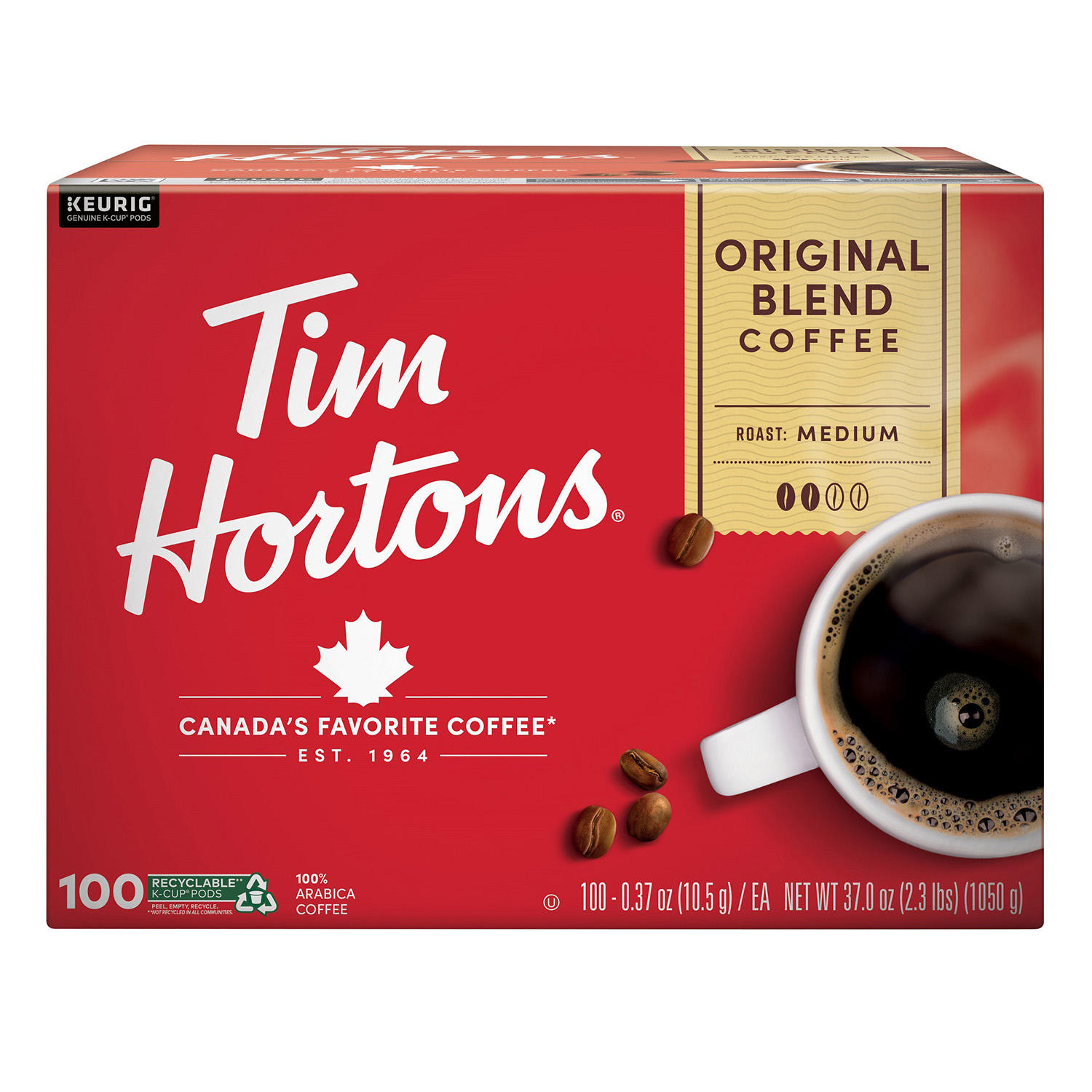 (image for) Tim Hortons Original Blend Premium Coffee (100 ct.)